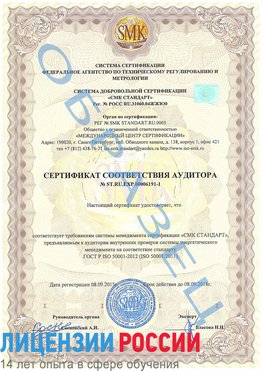 Образец сертификата соответствия аудитора №ST.RU.EXP.00006191-1 Рудня Сертификат ISO 50001